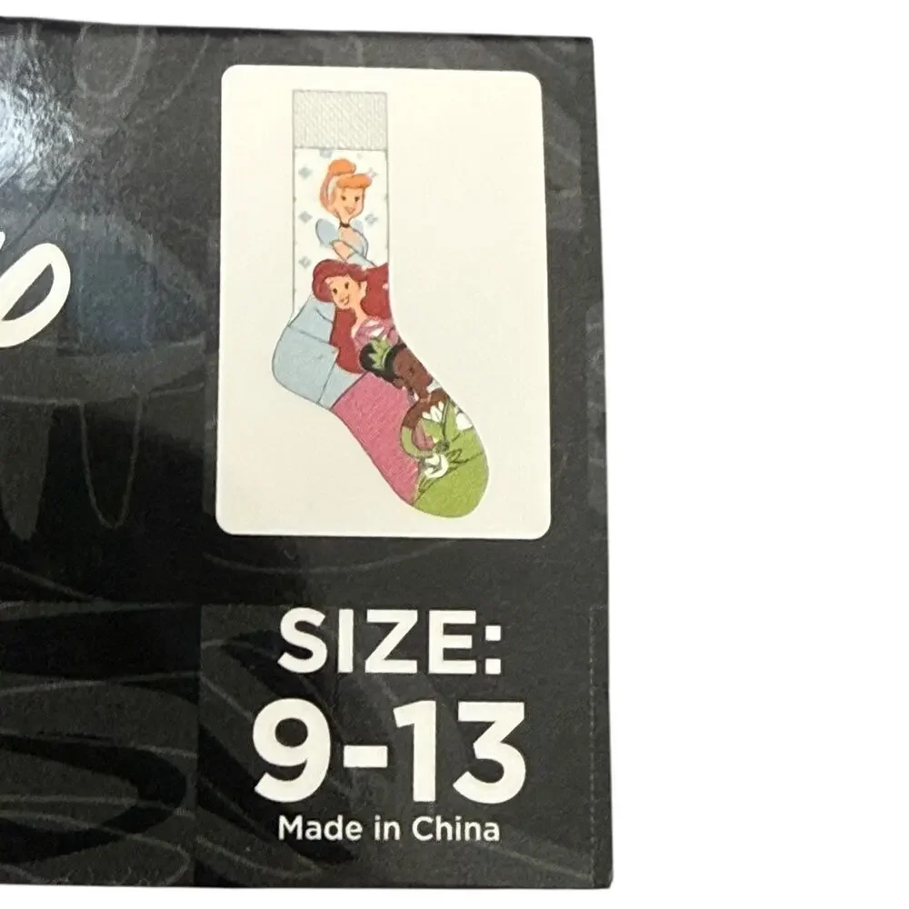Disney Princess Cinderella Ariel Tiana Crew Socks Size 9-13